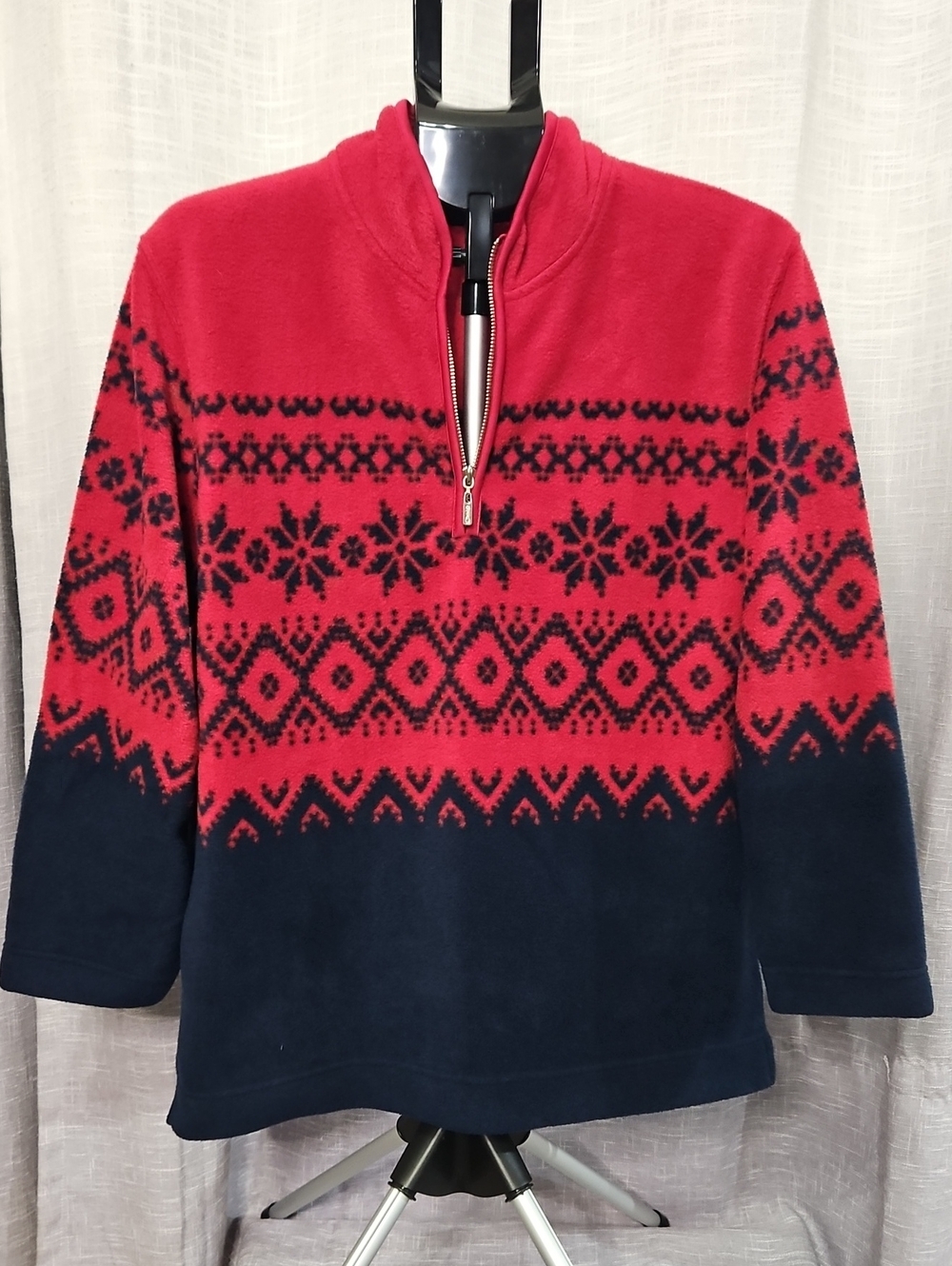 Vintage Catalina Fair Isle Fleece Quarter-Zip Pullover Sweater